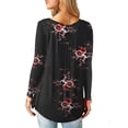 thumbnail image 2 of JustVH Women Long Sleeve Round Neck Buttons Down Casual Shirts Blouses, 2 of 3
