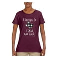 thumbnail image 2 of I Love You To Texas And Back Plaid Pop Culture Womens Graphic T-Shirt, Maroon, Medium, 2 of 3