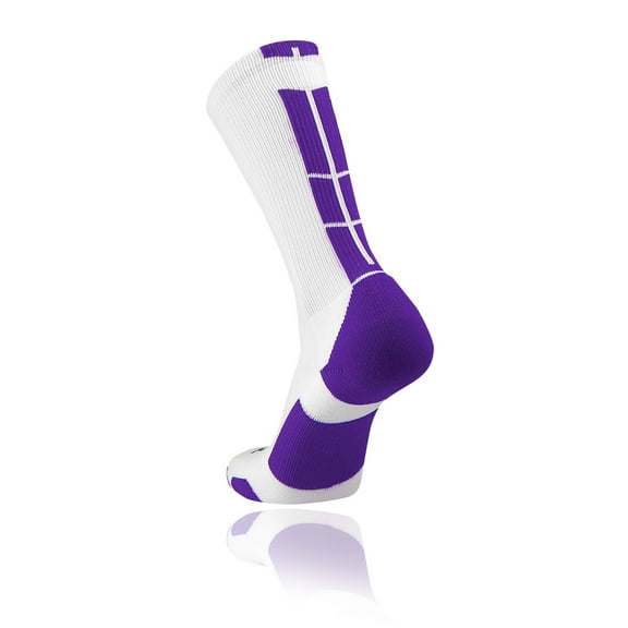 Baseline 3.0 Athletic Crew Socks (White/Purple, Small)