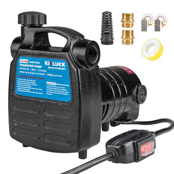 Bomba de transferencia de agua KITLUCK 1/2 HP 1500 GPH 120 V de hierro fundido