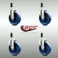 thumbnail image 2 of 5 Inch 316SS Solid Polyurethane Swivel 1-1/8 Inch Expanding Stem Caster Set SCC, 2 of 2