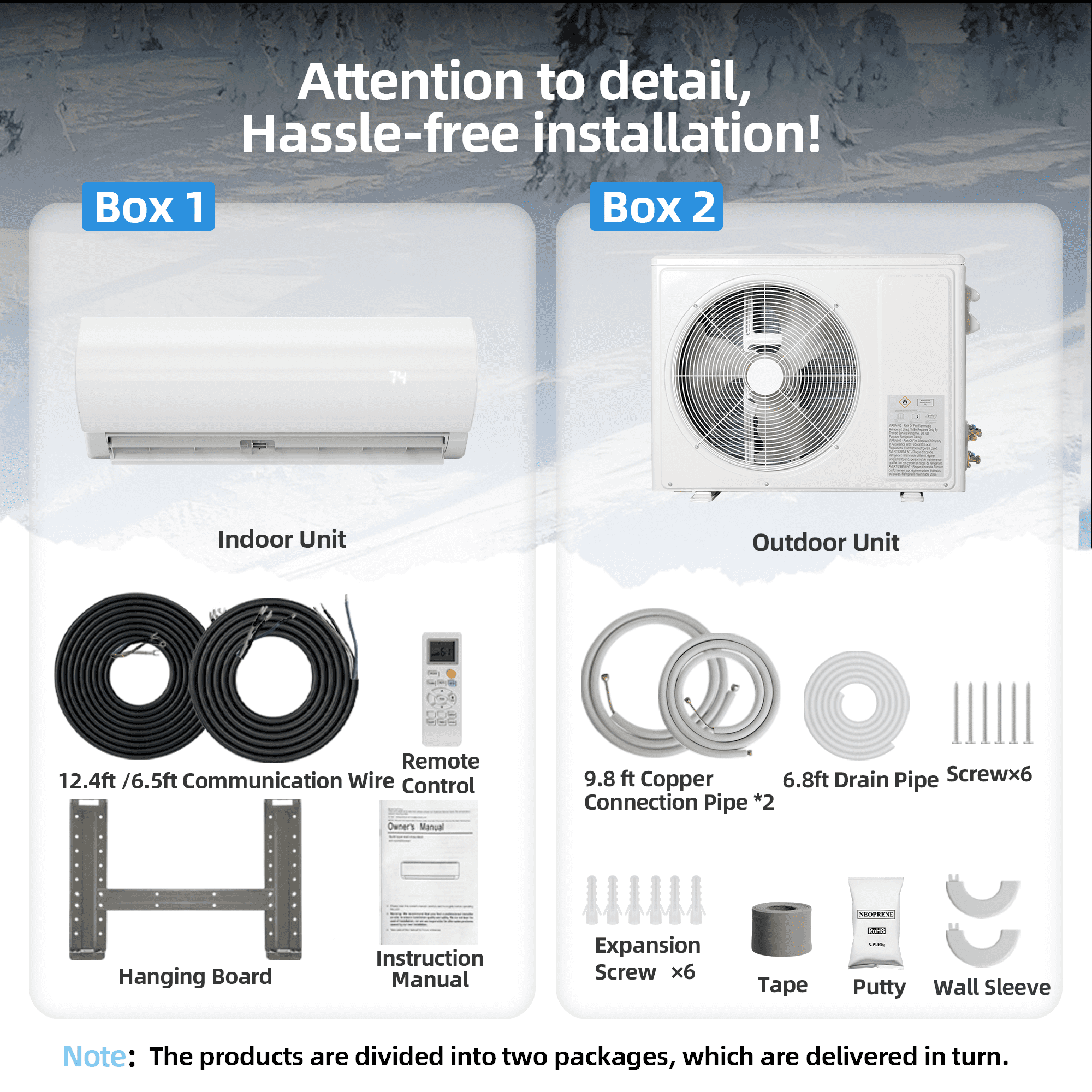 UrbanSync 12000 BTU Mini Split Air Conditioner & Heater with Inverter, 19 SEER2 115V Energy Saving AC Unit Cools Rooms up to 750 Sq. Ft, Complete Installation Kit