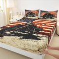 thumbnail image 4 of Castle Fairy Retro Motorcycle Queen Sheet Sets 4 Pieces for Teens, American Flag Art Bed Set for Bedroom, Red Beige, 4 of 6