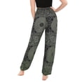 thumbnail image 2 of SWSMCLT Women's Hippie Pants Beach Floral Printed Smocked Waist Indian Thain Bohemian Boho Yoga Harem Pant Cinch Bottom Jogger Lounge Olive One Size, 2 of 5