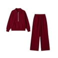 thumbnail image 6 of Hoodie Womens Dqueduo Women's Fall Winter Lapel Long Sleeve Patch Pocket Hoodie And Wide Leg Pants Suit, Sizes S-XXL, 6 of 8