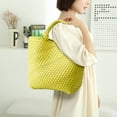 thumbnail image 2 of Bolso tejido para mujer, bolso de mano de cuero vegano, bolso grande de viaje de playa de verano y bolso de hombro retro hecho a mano, 2 of 5