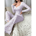 thumbnail image 7 of ScarletteEmmy Women’s Floral Pajama Set, Long Sleeve Button Front Lounge Sleepwear, Soft Ribbed Knit 2-Piece PJs, Lightweight Comfortable Homewear, Elegant Printed Loungewear Gift for Her, 7 of 7