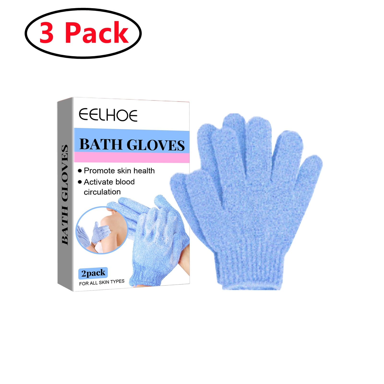 3 Pack Shower Exfoliating Scrub Gloves Medium to Heavy Bathing Gloves