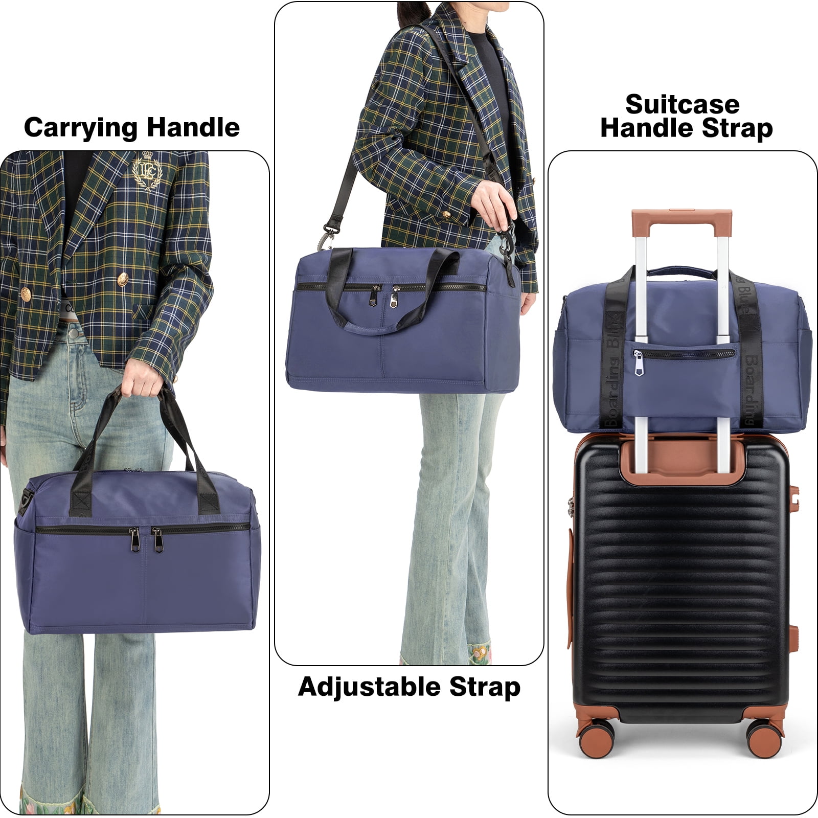 For United Airline 17x10x9 Inches Personal Item Underseat Travel duffle bag, ports Tote Gym Bag,Shoulder Weekender Overnight Bag (Navy)