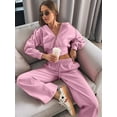 thumbnail image 4 of Women'S Tracksuit Set - Long Sleeve Zipper Hooded Sweatshirt with Solid Color Lace-Up Pants - Two-Piece Set Pink M, 4 of 10