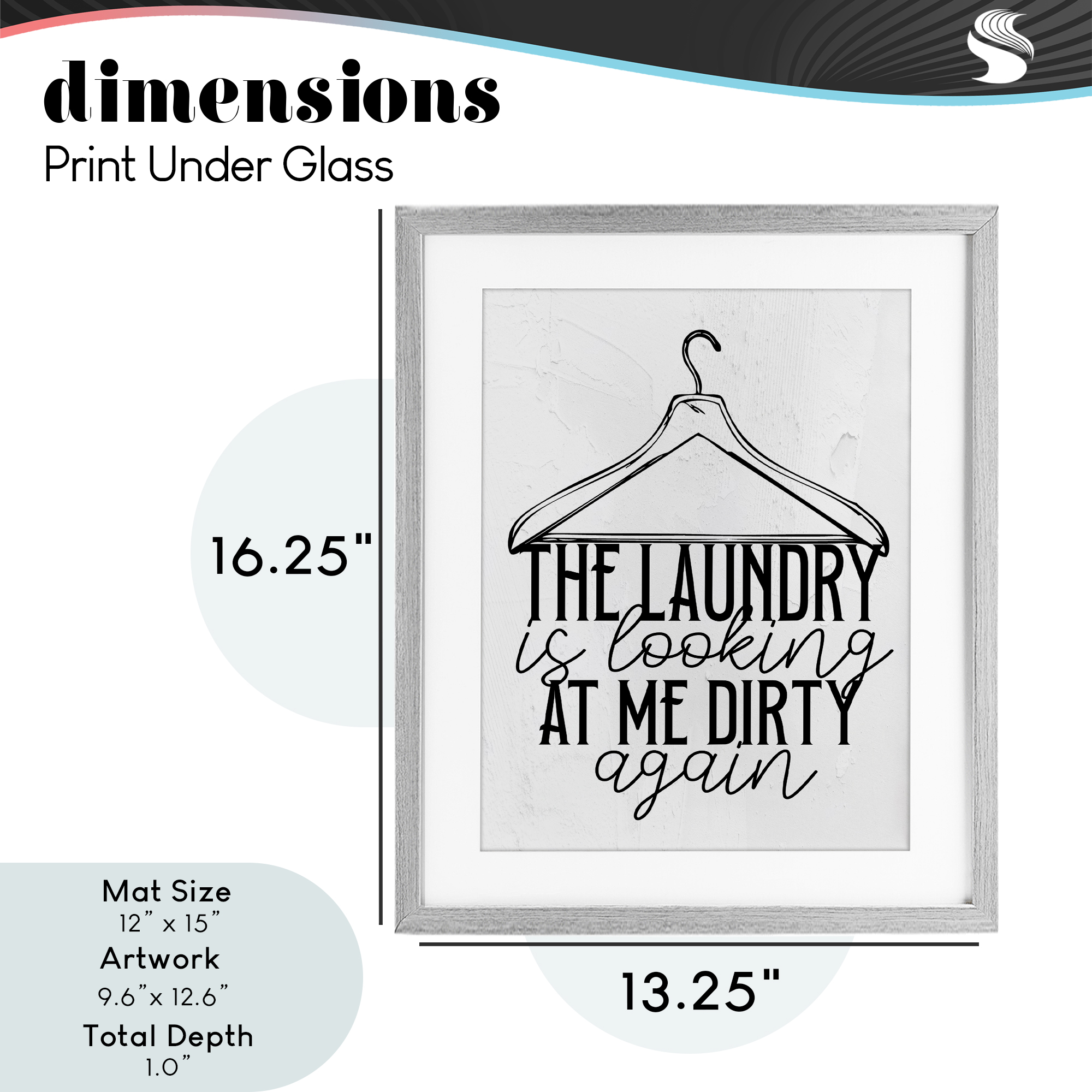 Laundry Is Looking At Me Dirty Gray Framed Print Under Glass, design by Kim Allen