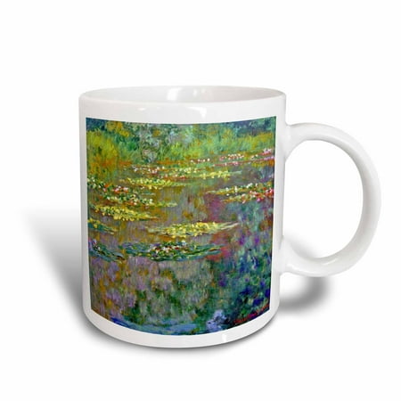

3dRose Water lilies by impressionist artist Claude Monet - waterlilies on lake famous nature impressionism - Ceramic Mug 11-ounce