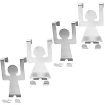 4pcs Stainless Steel Over the Door People Shape Hooks for Cabinets and Drawers