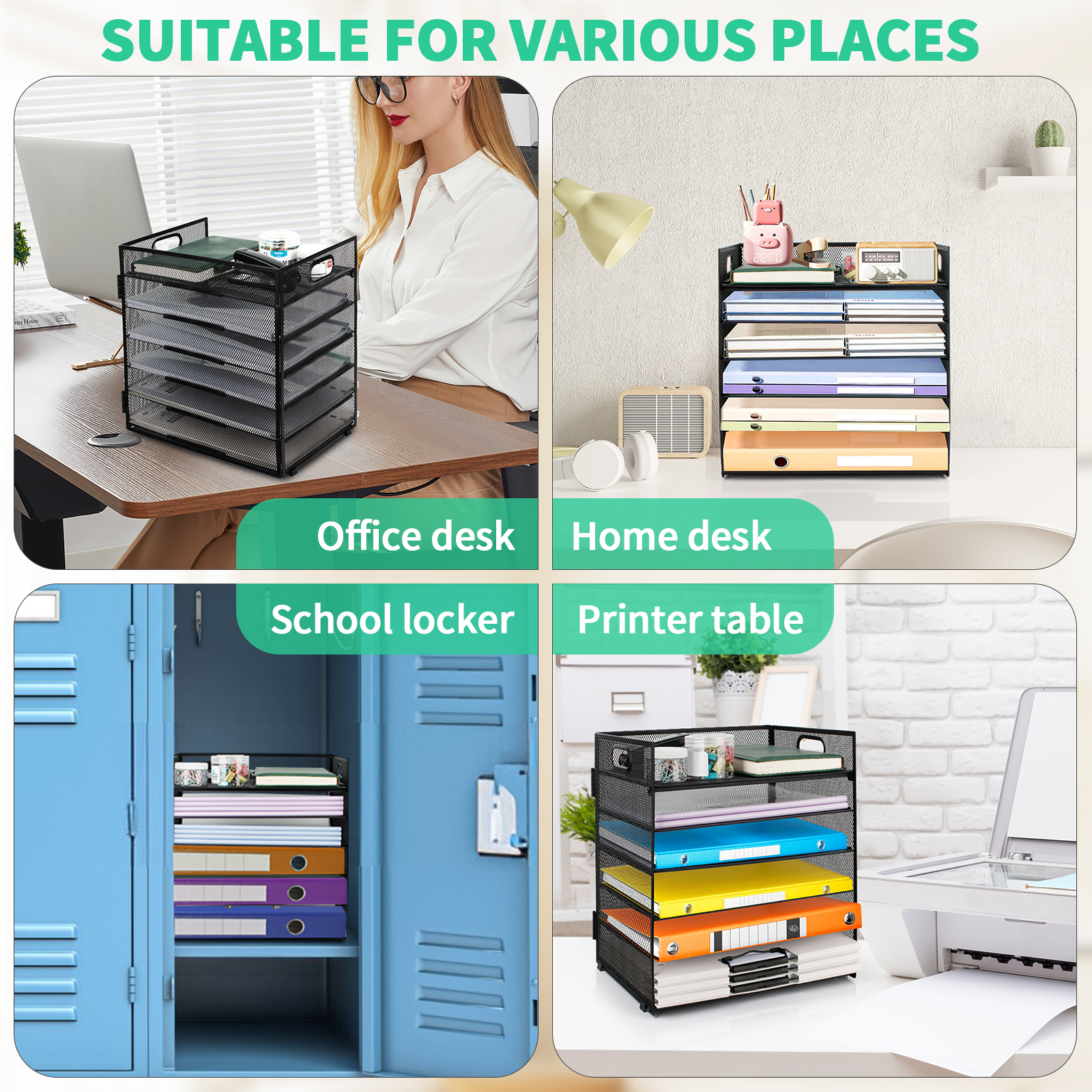 PHANCIR 6-Tier Metal Mesh Desk Organizer with Handle photo 7