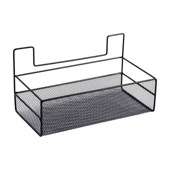 Black Wall Mounted Storage Basket For Bathroom And Kitchen With No Drilling Required Easy Installation Metal Mesh Shelf Organizer For Spices Toiletries And Groceries 10.24X5.51X5.12 Inches