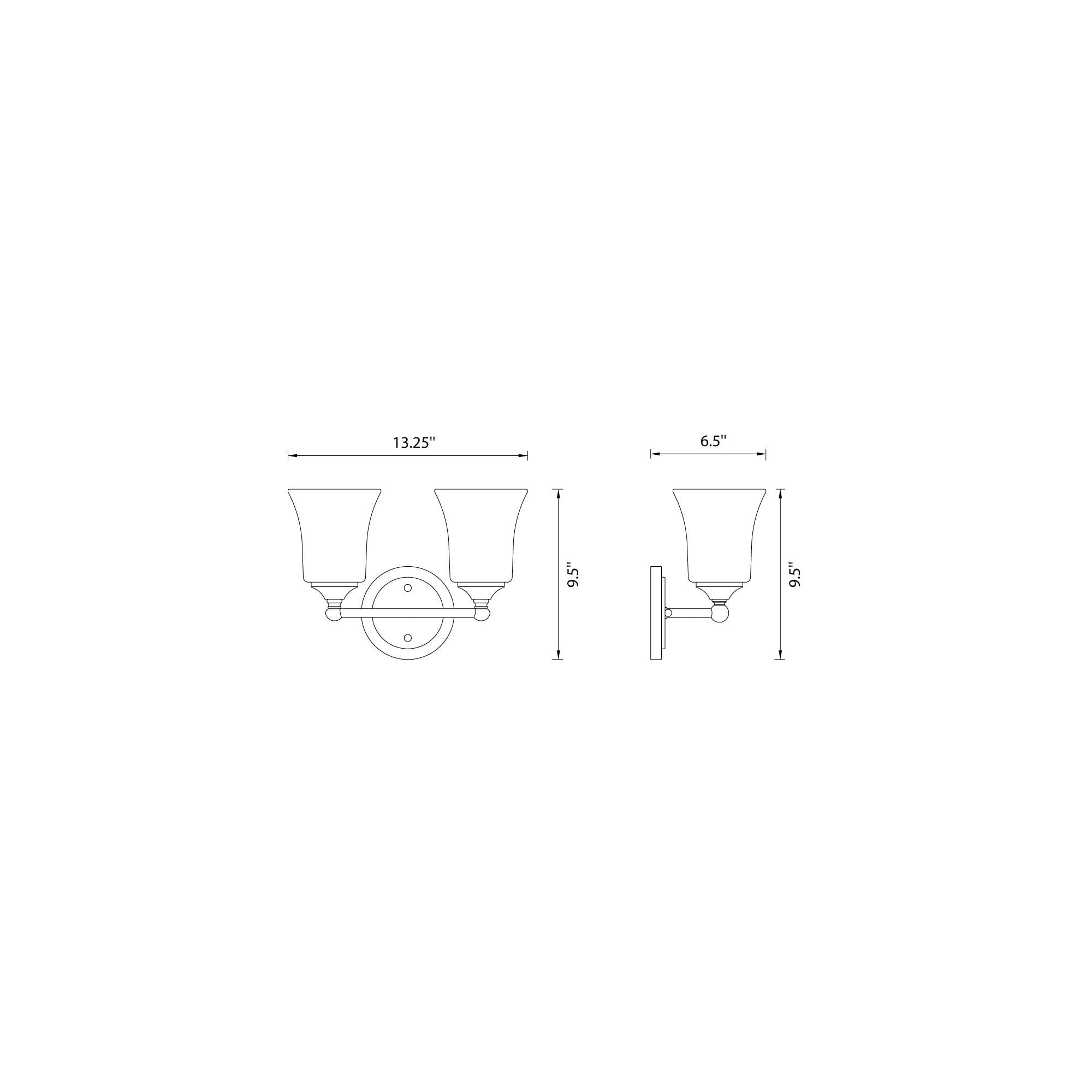 Designers Fountain Bronson 2 Light Brushed Nickel Bathroom Vanity Light Fixture, D278M-2B-BN