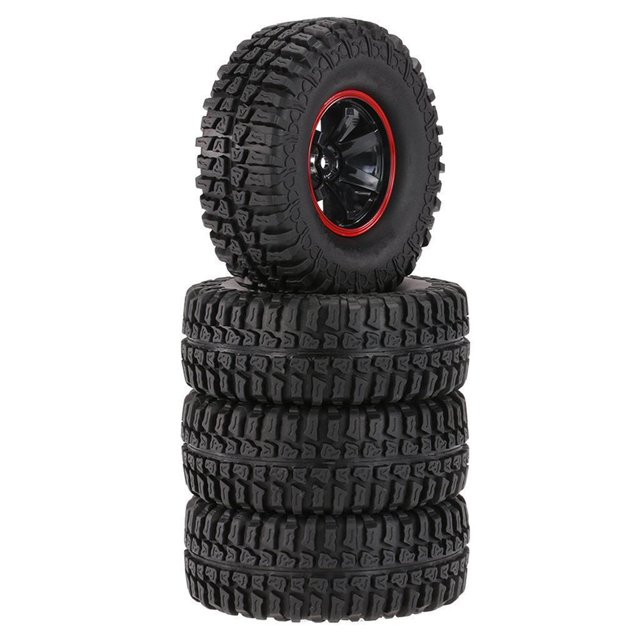 Paquete de 4 Neumáticos de Goma con Ruedas de 103 Mm para 1:10 Car Truck Accesorio , se describe como se describe Hugo Piezas de escala RC 1/10