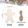 thumbnail image 2 of Uxcell 4" Height Natural Wooden People Cutouts, 50Pcs Blank People Shapes Unfinished Wood with Holes Ornaments & Jute Twine, 2 of 6