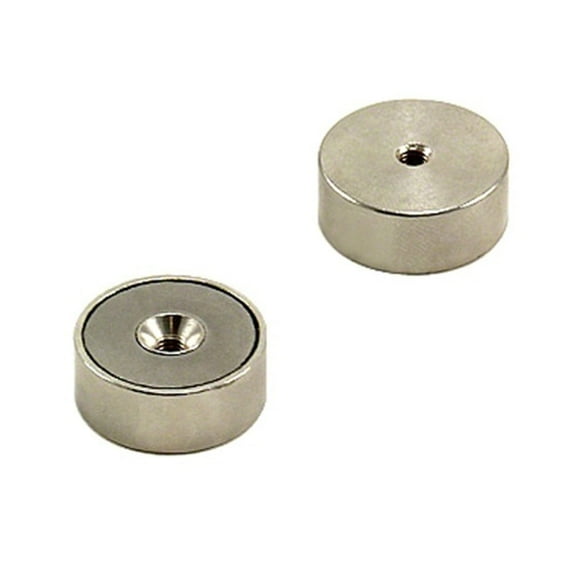 Samarium Cobalt Pot Magnet - 25mm dia x 10mm thick x M4 thread hole - 36.82lbs Pull (Pack of 1)