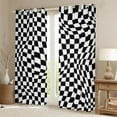 thumbnail image 2 of Manfei Geometric Plaid Grid Black Out Curtains,Abstract Classic Checkerboard Curtains Pack of 2 (42x63 Each),White Black Check Bedroom Curtains For Boys Girls,Breathable Home Decor, 2 of 6