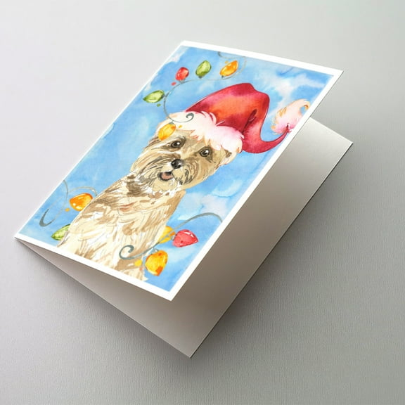 Christmas Lights Cairn Terrier Greeting Cards and Envelopes Pack of 8