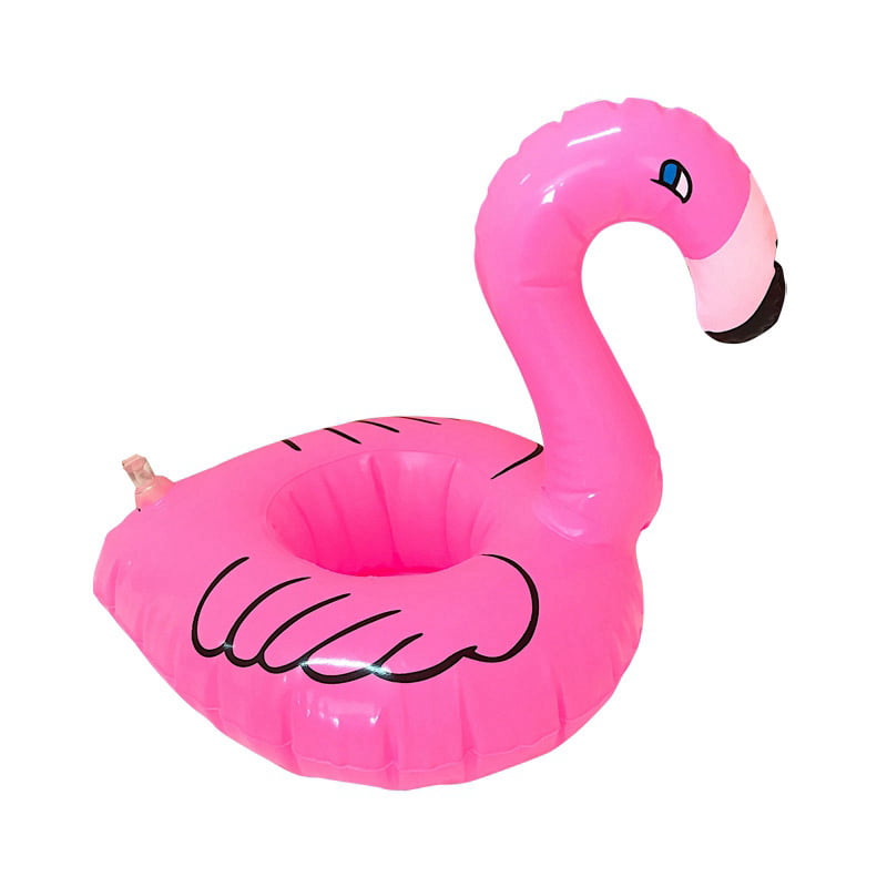 2PCS Cute Pink Flamingo Floating Inflatable Drink Can Holder Pool Bath Toy Party 