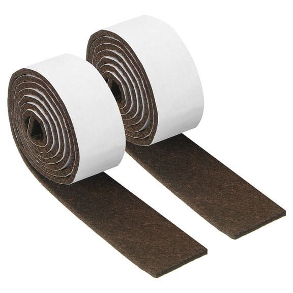 Felt Strips with Adhesive Backing, 2 Pack 1" x 40" x 0.12" Adhesive Felt Strips Anti Scratch Furniture Felt Tapes Self-Stick Felt Pads for Protecting Hardwood Floor, Brown