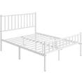 thumbnail image 3 of Minimalist Metal Bed Frame with Slatted Headboard, Sturdy Metal Slats, Full, White, 3 of 9