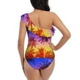 thumbnail image 5 of Easygdp Palm Trees at Sunset Women's One Shoulder Ruffle Monokini Bathing Suits with Removable Chest Pad, Quick Drying - XX-Large, 5 of 8