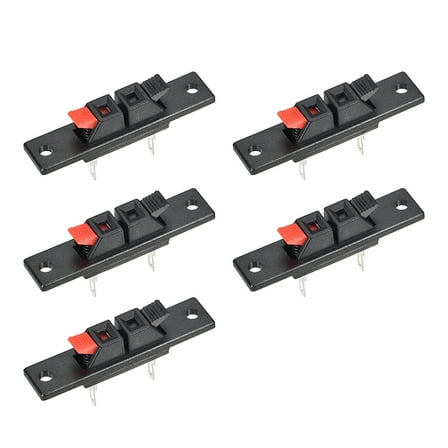 2 Ways Spring Speaker Terminal Clip Push Release Connector Audio Cable Terminals Strip Block Black Red WP2-35, 5Pcs