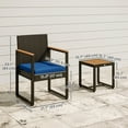 thumbnail image 3 of Outsunny 3 Pieces Wicker Patio Furniture Set, Rattan Bistro Set, Dark Blue, 3 of 10