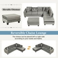 thumbnail image 6 of Harper & Bright Designs Sectional Sofa with Reversible Chaise L-Shaped Couch with Storage Ottoman and Cup Holders for Living Room, Gray, 6 of 15