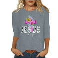 thumbnail image 2 of HOMBOM Womens Tops 3/4 Sleeve Gray Crew Neck Shirts Easter Cross Print Easter Shirts For Women 2024 XXXXL, 2 of 4