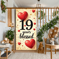thumbnail image 3 of LUUFILx 19 Years Blessed Backdrop Banner Decorations Background Party Supplies Photography Props Happy Birthday Anniversary Celebration Events Decor, 3 of 7