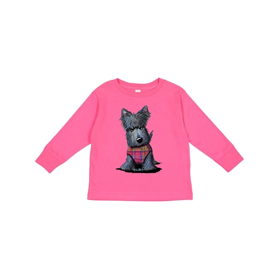 Inktastic Scottie Dog in Plaid Boys or Girls Long Sleeve Toddler T-Shirt