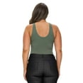 thumbnail image 3 of Women's V-Neck Basic Tank Top Bodysuit, Smoky Olive, Plus Size, 1pc., 3 of 4