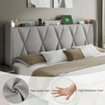 thumbnail image 5 of Feonase King Size Bed Frame with 4 Storage Drawers, Upholstered Platform Bed with Charging Station, Wingback Storage Headboard, Wooden Slats Support, No Box Spring Needed, Easy-Assembly, Light Grey, 5 of 8