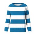 thumbnail image 3 of Mgmyaa Long Sleeve Color Block Sweatshirts for Women Striped Round Neck Pullover Casual Raglan Graphic Everyday Streetwear Tops, 3 of 4