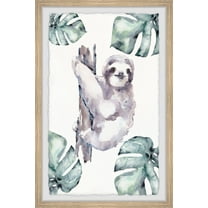 Marmont Hill Palms And Sloth Framed Wall Art, 8.00" x 1.50"