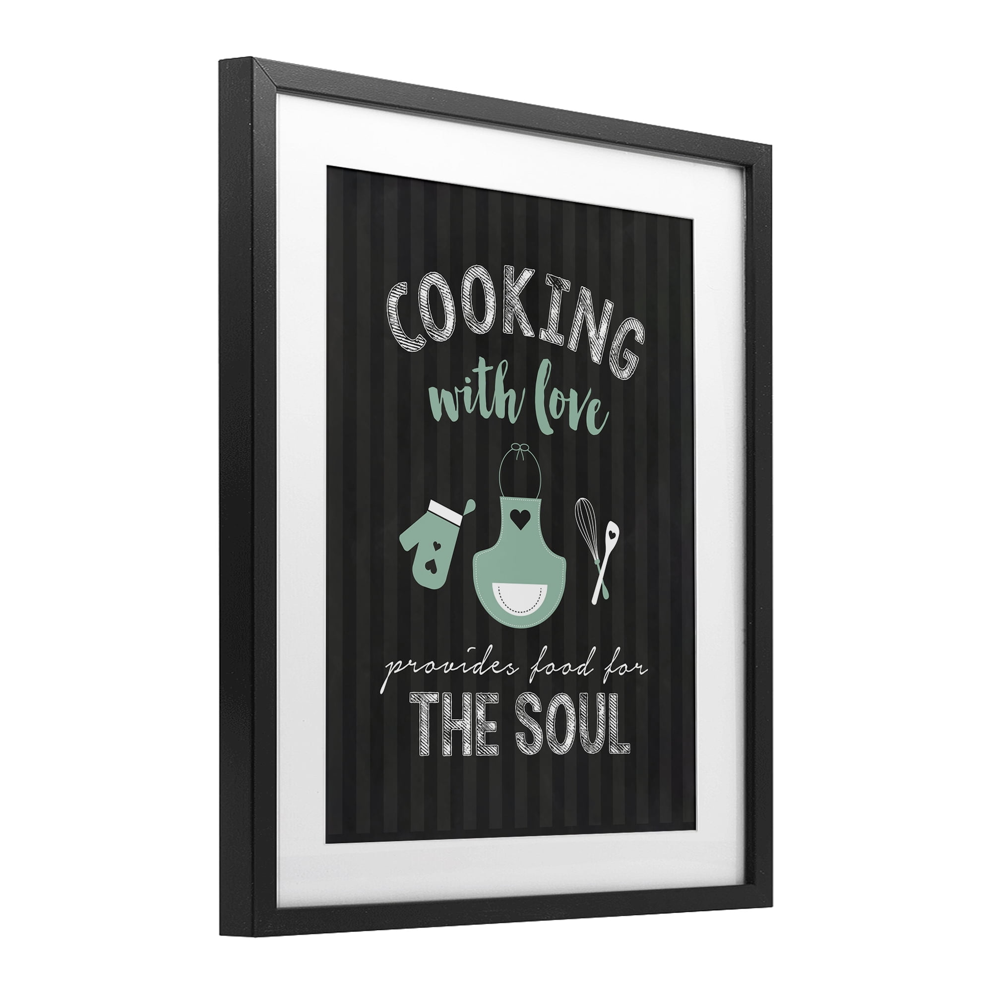 Food For Soul Black & Green Black Framed Print Under Glass, design by Lettered and Lined