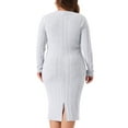 thumbnail image 4 of DARING DIVA Plus Size Sexy Wrap V Neck Long Sleeve Midi Dress 1X Light Gray, 4 of 6