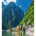thumbnail image 3 of Landscape Duvet Cover Set, Natural View of Hallstatt in Austria Mountains Forest Town Houses Clear Sky, Decorative 2 Piece Bedding Set with 1 Pillow Shams, Twin Size, Green Blue White, by Ambesonne, 3 of 3