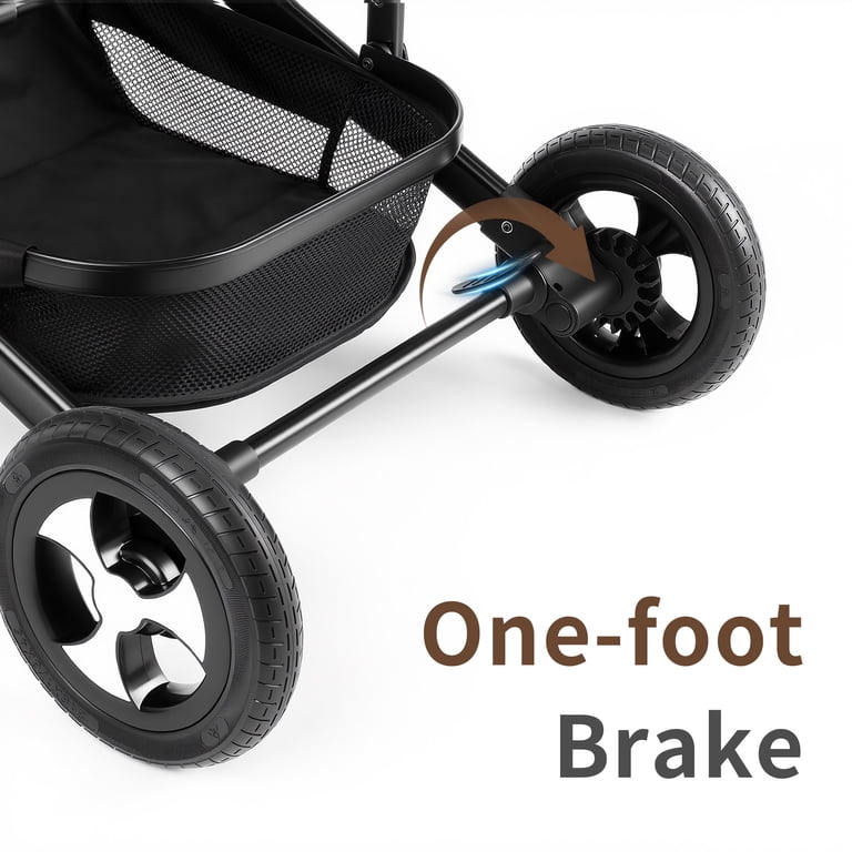 AILEEKISS 3-in-1 Convertible Baby Stroller with Big Seat and