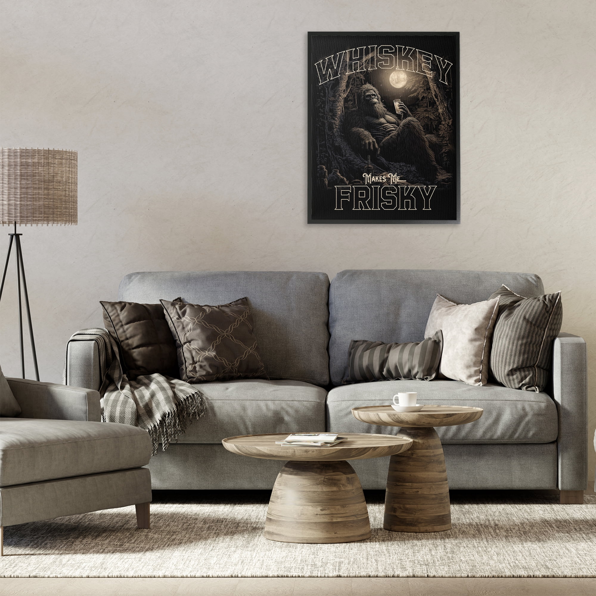 Stupell Industries Whiskey Makes Me Frisky Fairy Tales & Fantasy Painting Black Framed Art Print Wall Art, 24 x 30