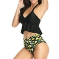thumbnail image 4 of WREESH Women'S High Breast Contrast Gradient Split Bikini Set One Piece Swimsuit, 4 of 9