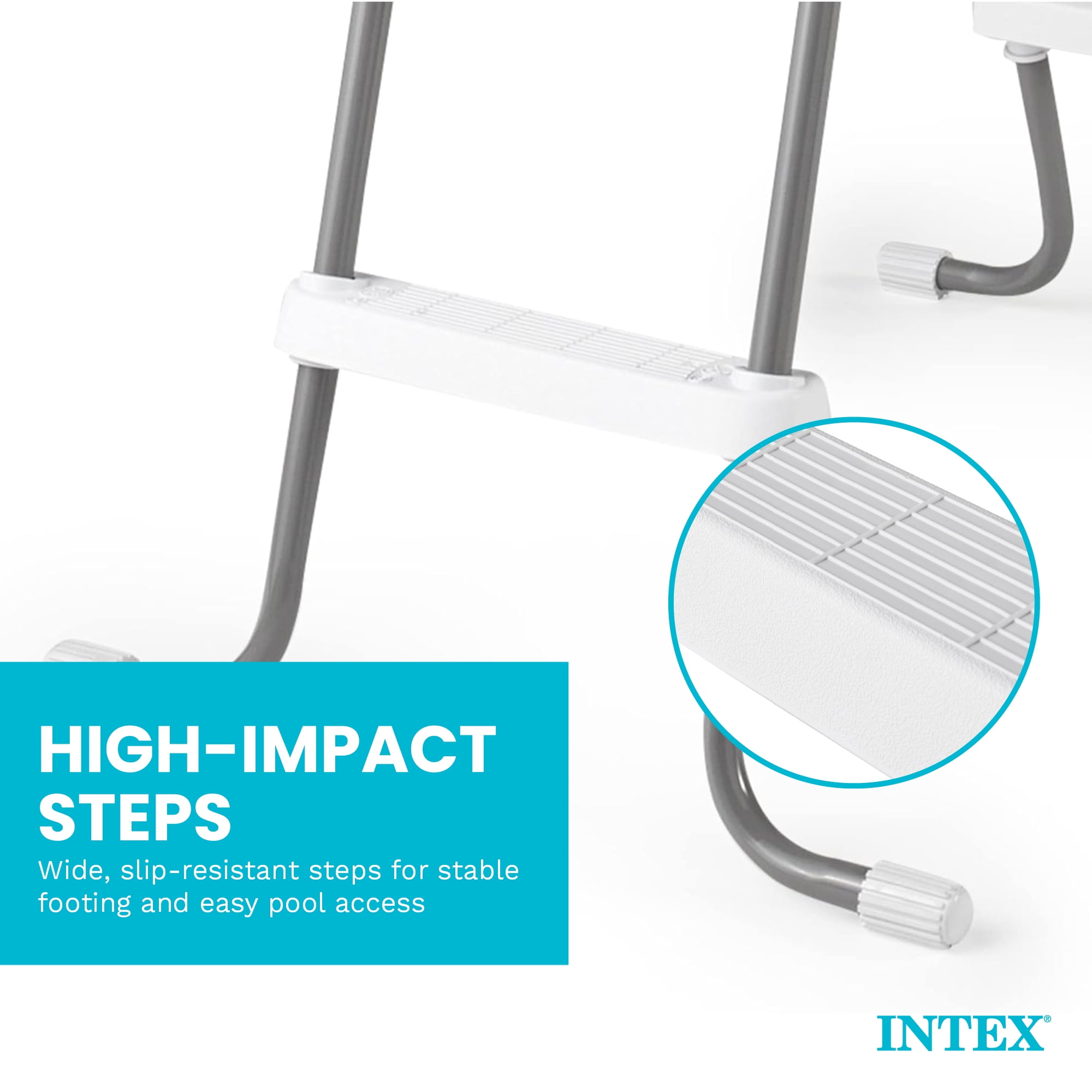 Intex Steel Frame Above Ground Swimming Pool Ladder for 48" Wall Height Pools