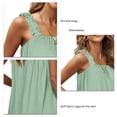 thumbnail image 3 of Mujeres Casual Frill Trim Camisole Top Shirred Correa sin mangas Pure Color Tank Top para el verano, 3 of 6