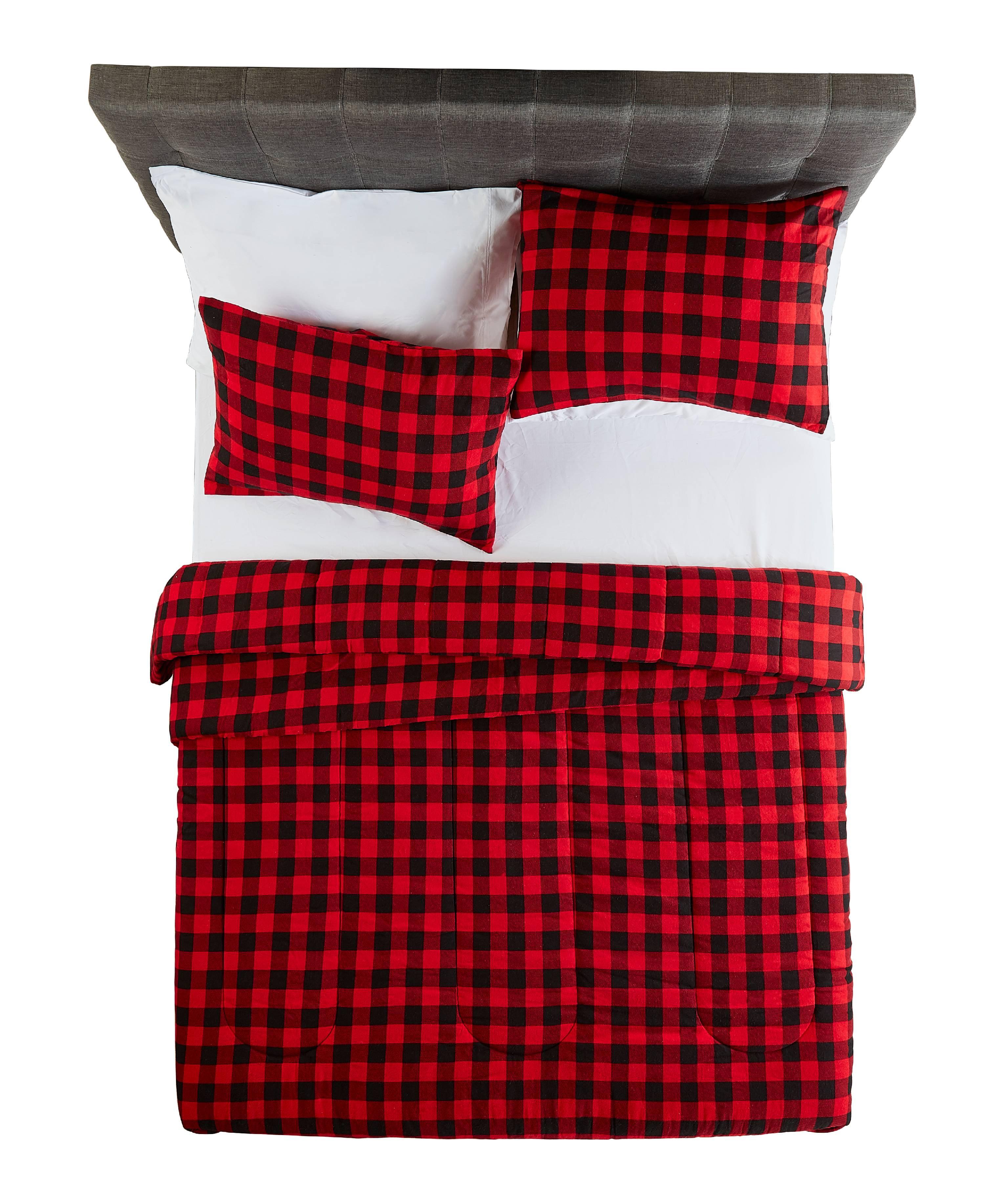 Mainstays Flannel Buffalo Red Plaid Comforter Set