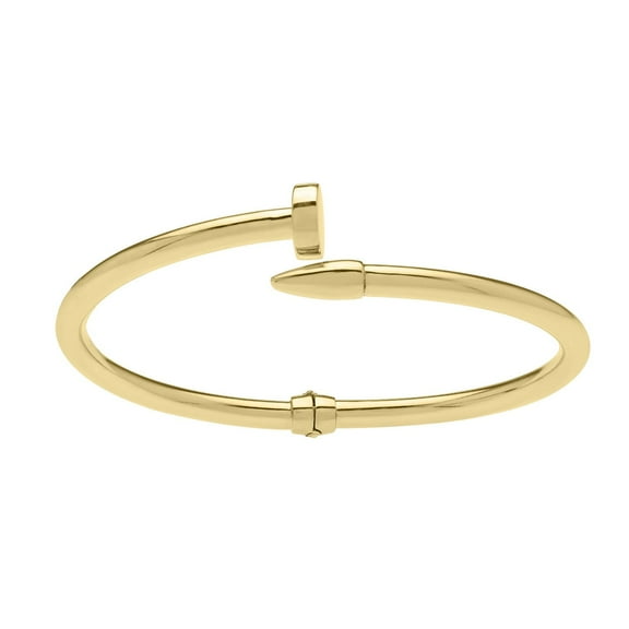 JewelStop 14k Yellow Gold Polished Finish 49mm Bypass Nail Head Bangle Bracelet.