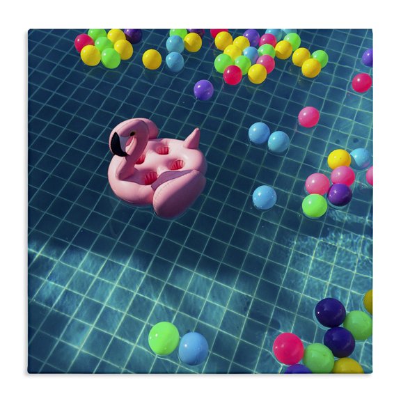 Stupell Industries Coastal Poolside Pink Flamingo Floatie Canvas Art, 17 x 17, by Ziwei Li